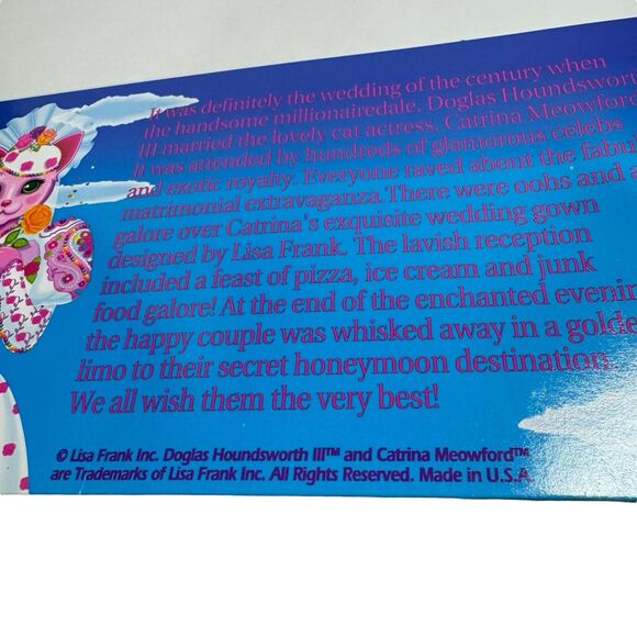 Vintage 90's Lisa Frank Houndsworth III & Meowford Wedding Folder Unused - Picture 5 of 11